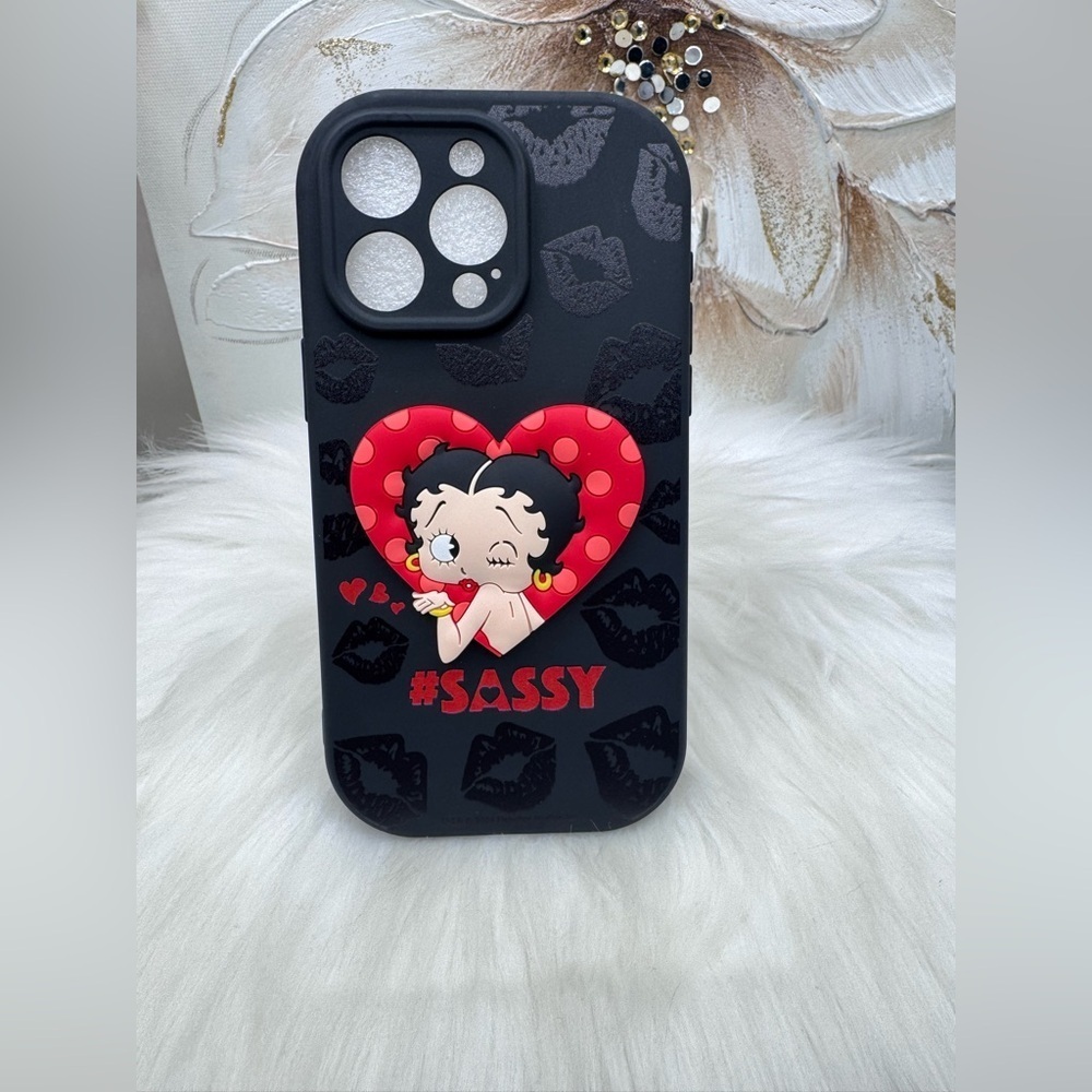 Sassy Betty Boop Black and Red Apple iPhone 15 Pro Max Case